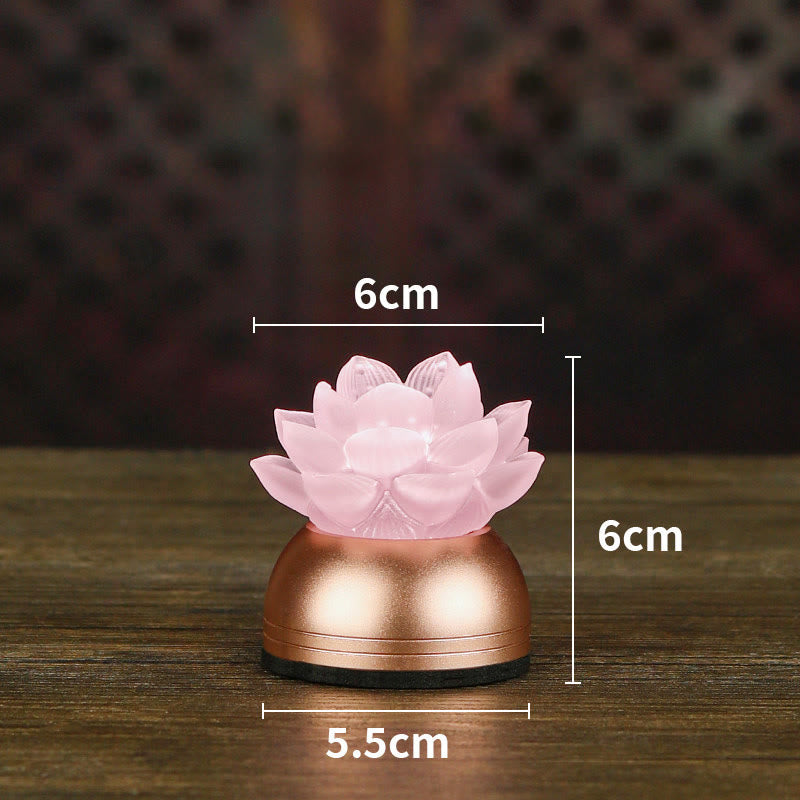 Pink lotus liuli glass decoration with copper base and measurements, lotus decor