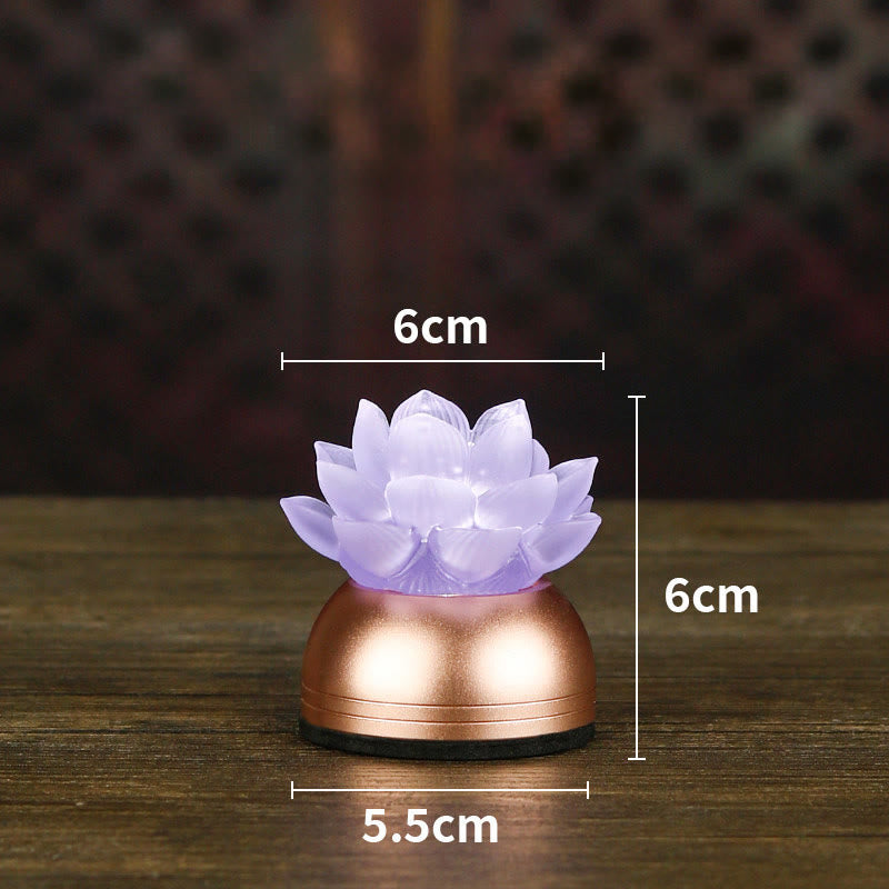 Purple lavender lotus decoration with copper base and dimensions, liuli lotus