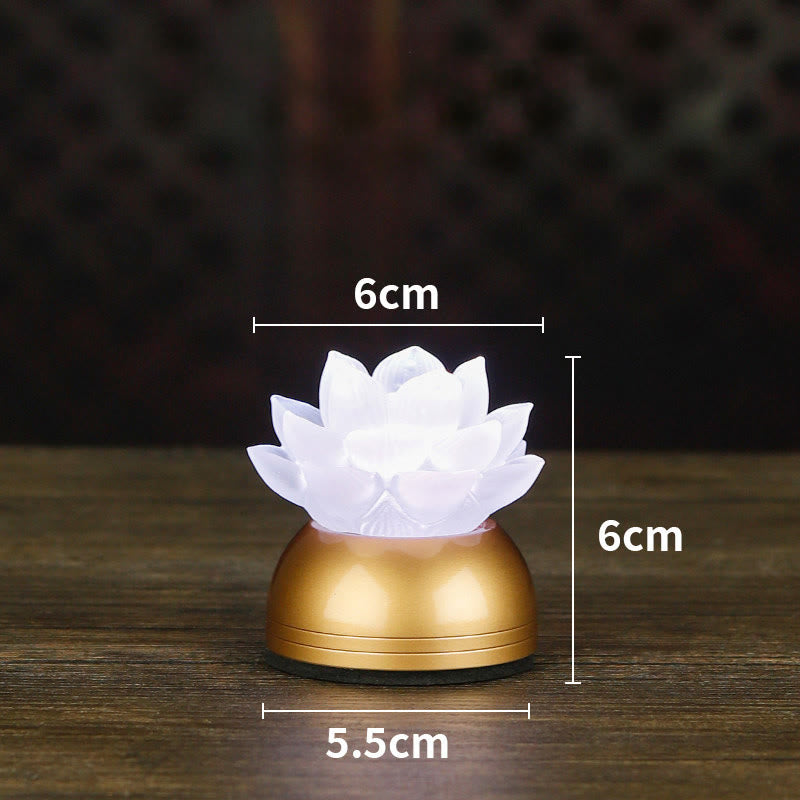 White frosted lotus decoration with gold base and size specs, liuli glass lotus