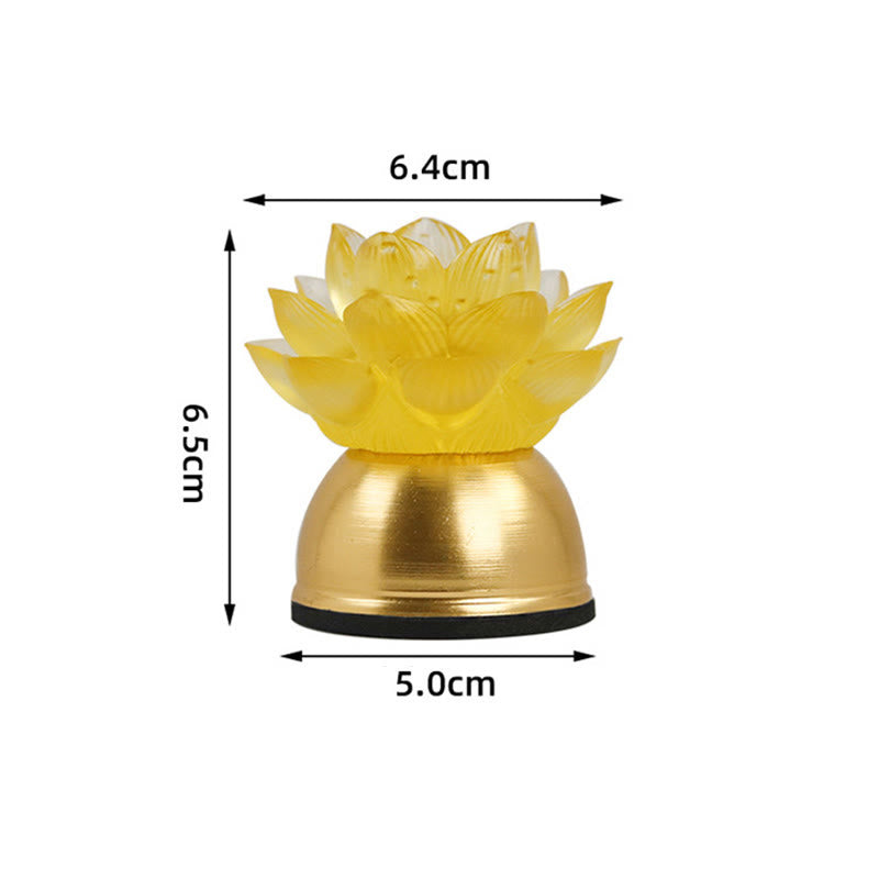 Lotus liuli glass decoration with dimension lines on white, copper lotus decor