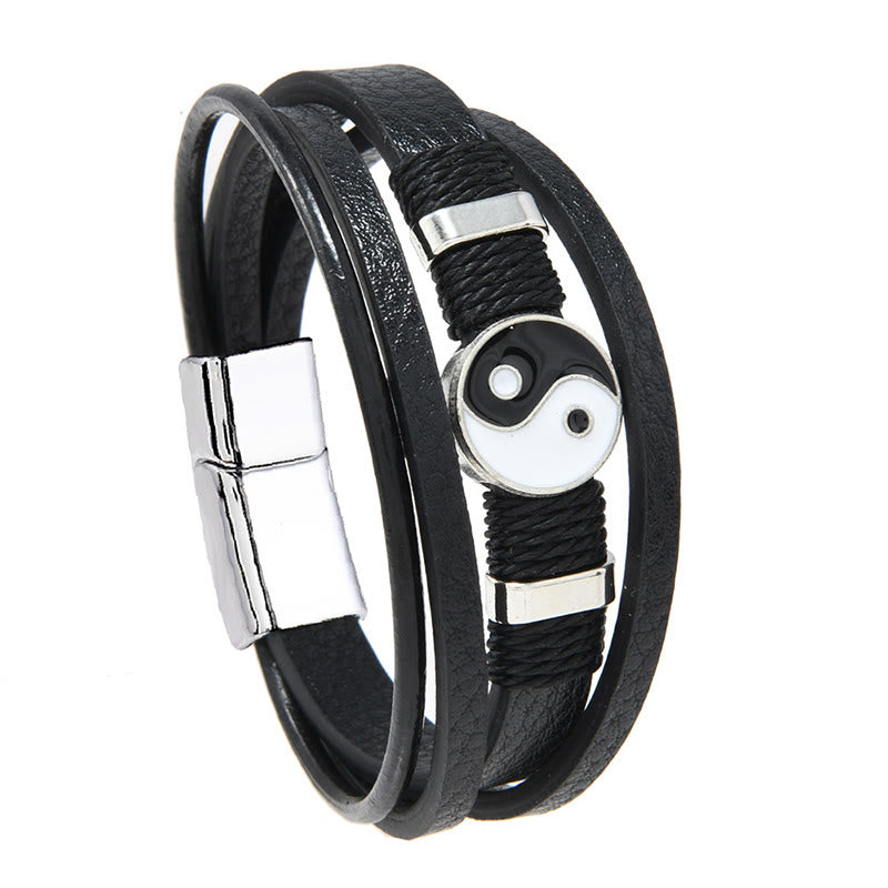 Yin Yang Multilayered Leather Bracelet Secondary image