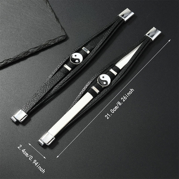Yin Yang Multilayered Leather Bracelet