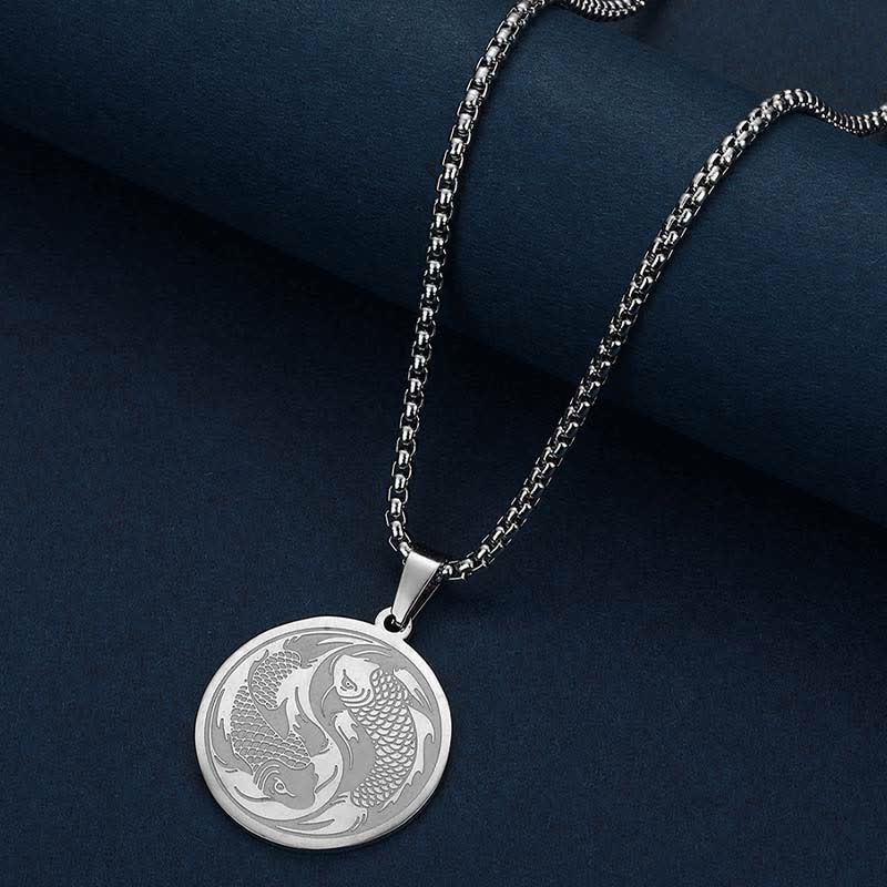 Stainless Steel Double Koi Fish Pendant – koi fish symbolism card explaining success and perseverance meaning