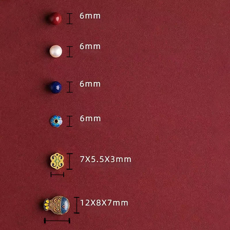 Cinnabar Lapis Lazuli Koi Fish Bracelet – component breakdown with size markers, exploded view diagram