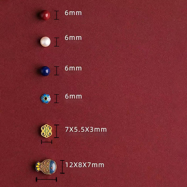 Cinnabar Lapis Lazuli Koi Fish Bracelet – component breakdown with size markers, exploded view diagram