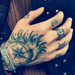 Pixiu Om Mani Padme Hum Copper Rotatable Ring for Men – Worn on tattooed hand with bracelet, men's fashion