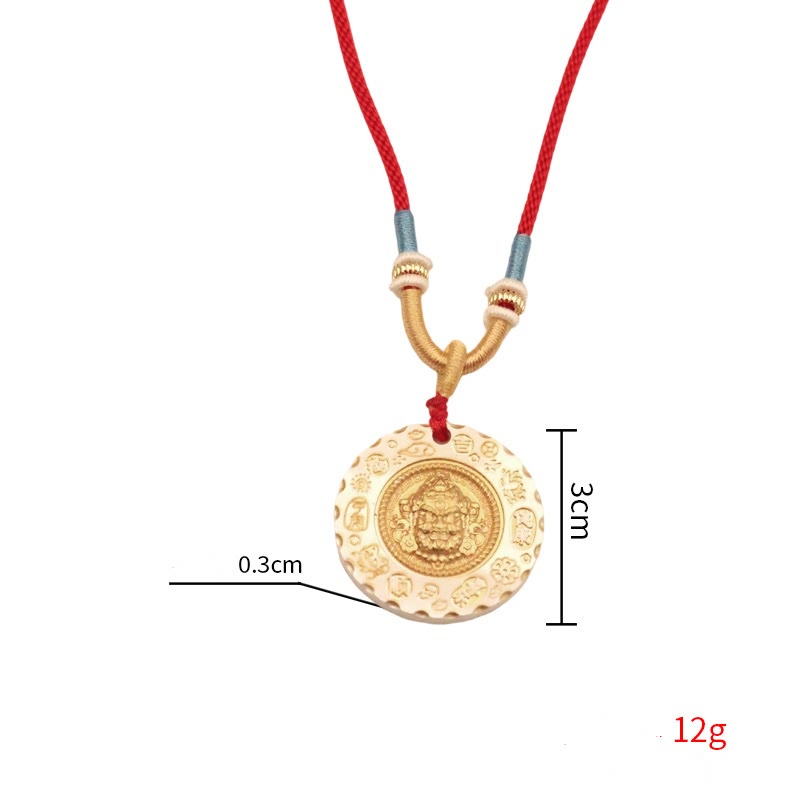 Tibet Yellow Jambhala God of Wealth Alloy Protection Necklace – clasp and chain end detail, secure alloy fitting