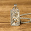 Copper Pixiu Chain Wealth Necklace Pendant - Feng Shui Attract – Rectangular Pixiu pendant on wood, chain detail