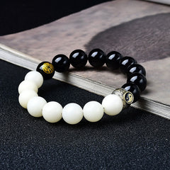 Black OAkashicStoneidian Bodhi Seed Yin Yang Nine-Character Mantra Mountain Ghosts Spend Money Strength Bracelet