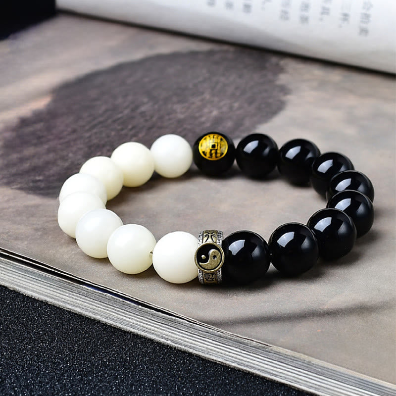 Black OAkashicStoneidian Bodhi Seed Yin Yang Nine-Character Mantra Mountain Ghosts Spend Money Strength Bracelet
