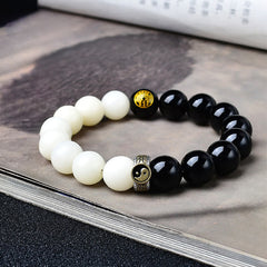 Black OAkashicStoneidian Bodhi Seed Yin Yang Nine-Character Mantra Mountain Ghosts Spend Money Strength Bracelet
