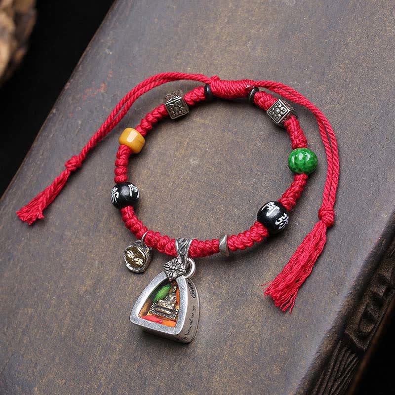 Copper Buddha Amitabha Bracelet – copper Buddha Amitabha braided rope bracelet on, copper bracelet, Amitabha charm, rope