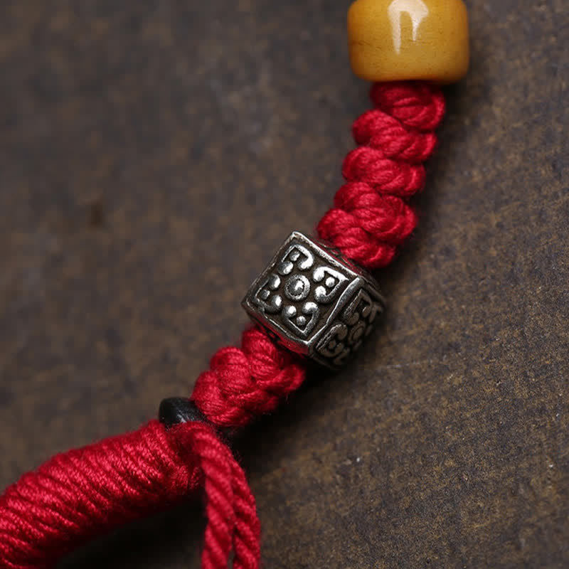 Copper Buddha Amitabha Bracelet – copper Amitabha charm bracelet with red and gold, copper bracelet, Amitabha charm, rope