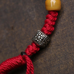 Copper Buddha Amitabha Bracelet – copper Amitabha charm bracelet with red and gold, copper bracelet, Amitabha charm, rope