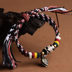 Dzi Beads Om Mani Padme Hum Double Wrap Bracelet | Peace