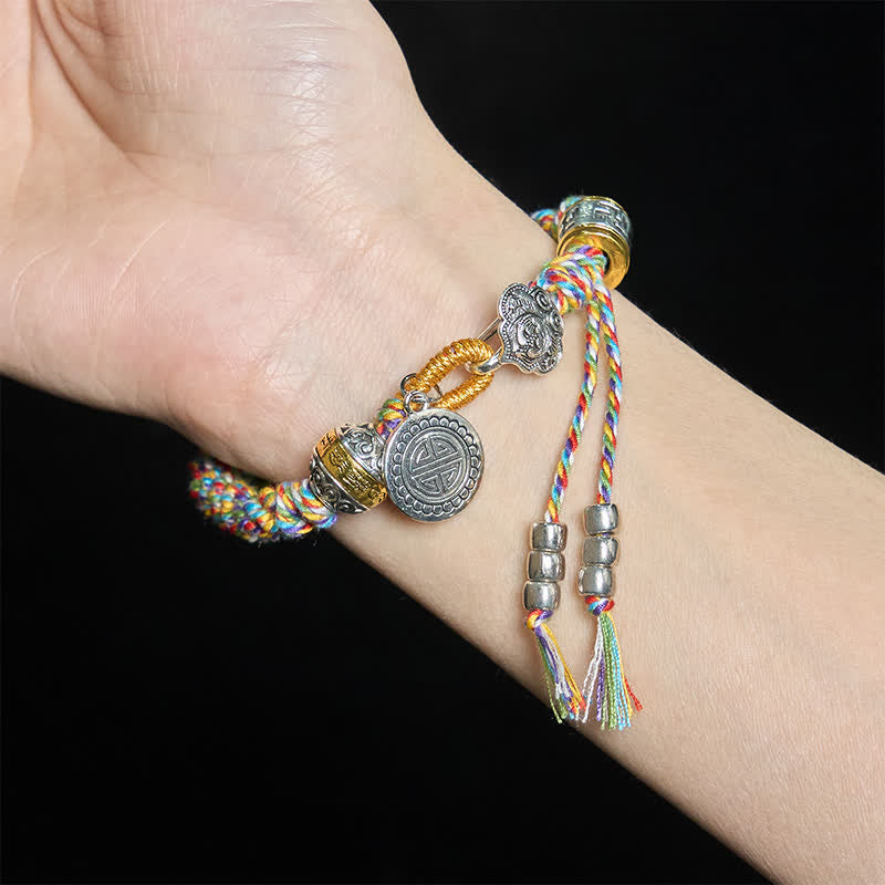 Pulsera de cuerda Fu Swastika Om Mani Padme Hum Imagen secundaria del producto