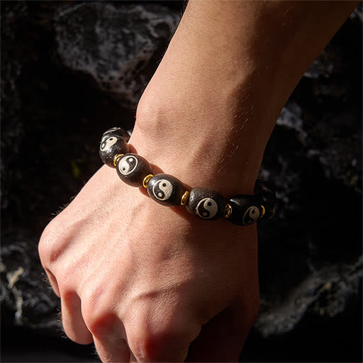 Tibetan Dzi Bead Agate Yin Yang Bracelet Secondary image