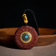 Sandalwood Jambhala Tara Necklace – green Tara Bodhisattva pendant on, sandalwood necklace, Jambhala pendant, Tara