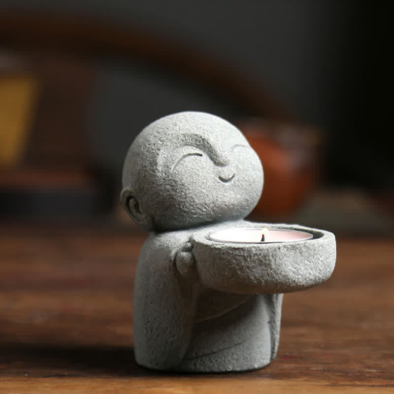 Buddha Serenity Candle Holder Statue – resin candle holder bottom showing flat, candle holder, resin statue, home decor
