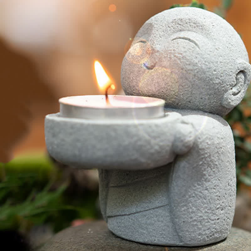 Buddha Serenity Candle Holder Statue – close-up of resin texture showing detailed, candle holder, resin statue, home decor