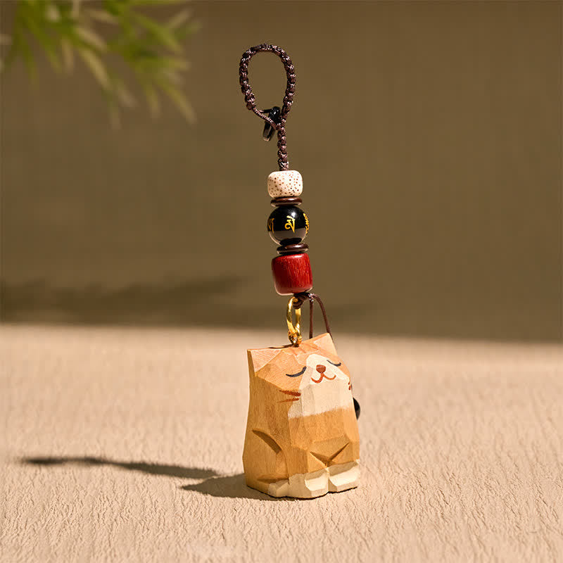 Wood Cat Om Mani Padme Hum Keychain Secondary image