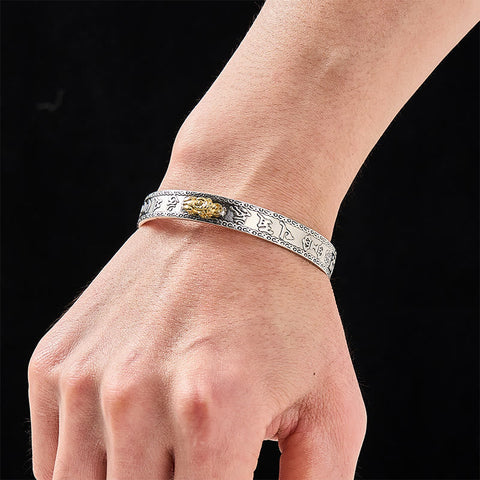 Pulsera de plata Pixiu Dragón Loto Imagen secundaria del producto
