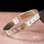 PiXiu Dragon Lotus Silver Bracelet – Silver cuff with gold lotus charm side view, Heart Sutra, good luck