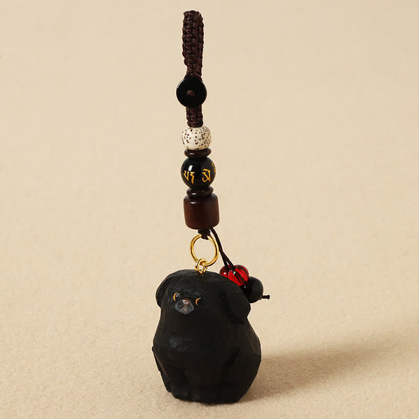 Wood Dog Om Mani Padme Hum Keychain