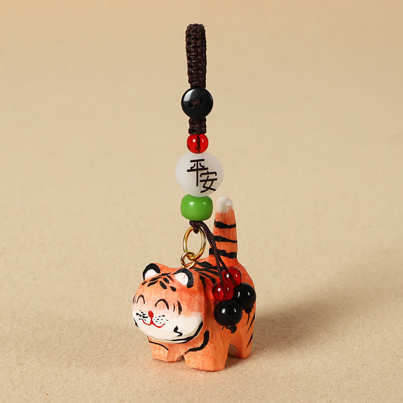 Wood Tiger Om Mani Padme Hum Keychain Zweitbild