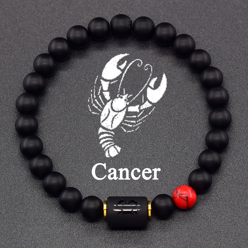 Zodiac Sign Bracelet – Cancer with red marbled accent and gold details, emotional balance