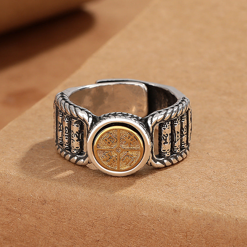 Om Mani Padme Hum Copper Coin Rotatable Ring Secondary image