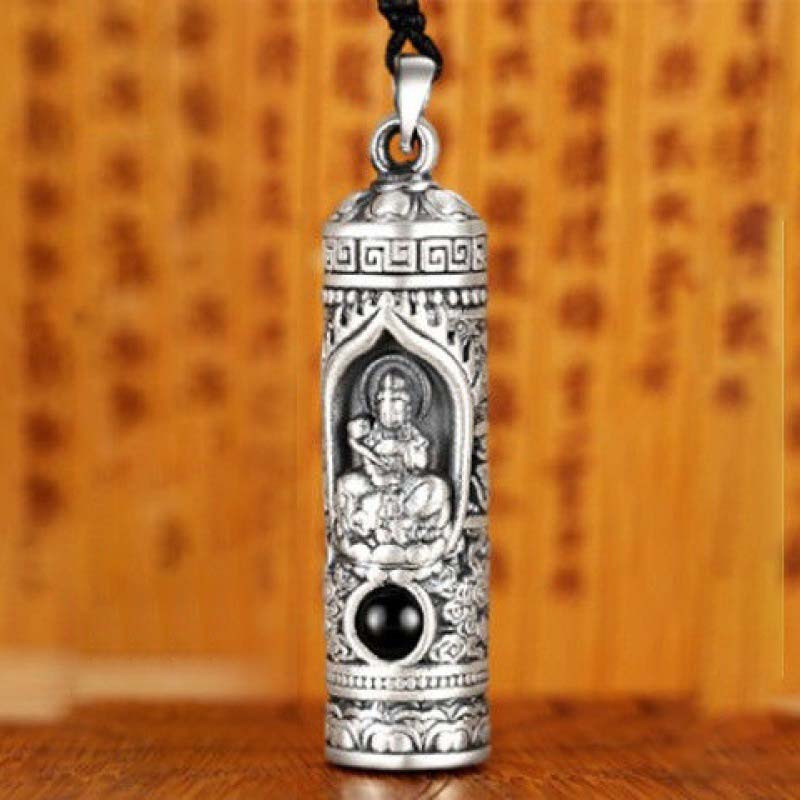 Chinese Zodiac Natal Buddha Projection Necklace – Front studio shot, meditation Buddha in arched niche, timeless protection