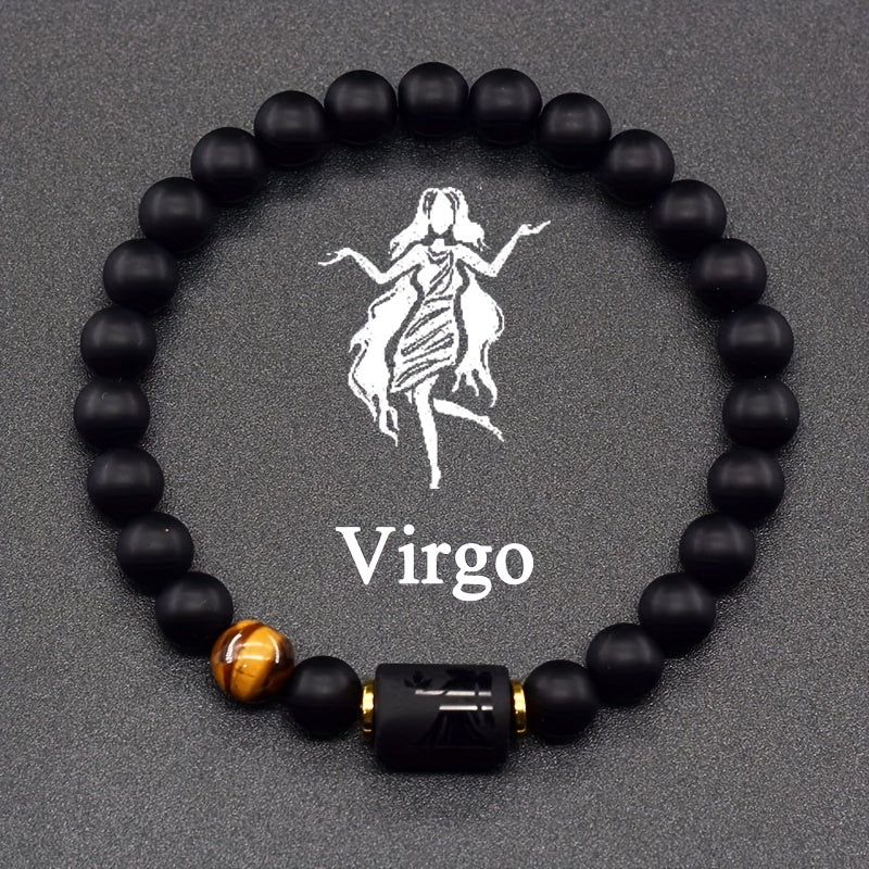 Zodiac Sign Bracelet – Virgo with tiger's eye accent and maiden symbol charm, earthy wisdom