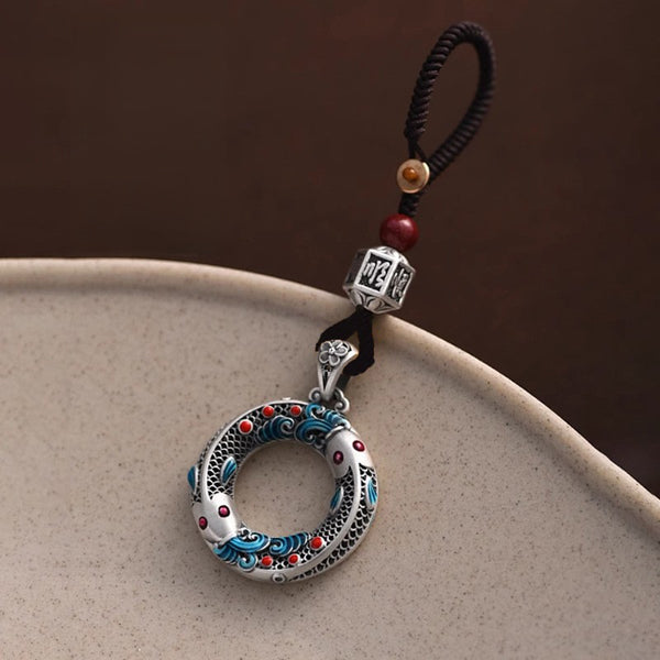 Artisan Enamel Koi Keychain, angled view, lucky charm