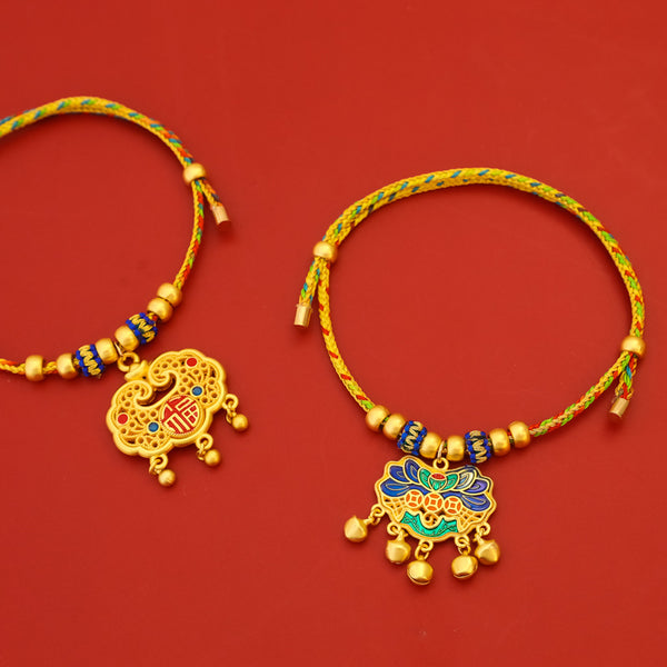 Chinese Longevity Lock Pet Collar – Protection(With Bell) / M 30-50cm, close-up detail