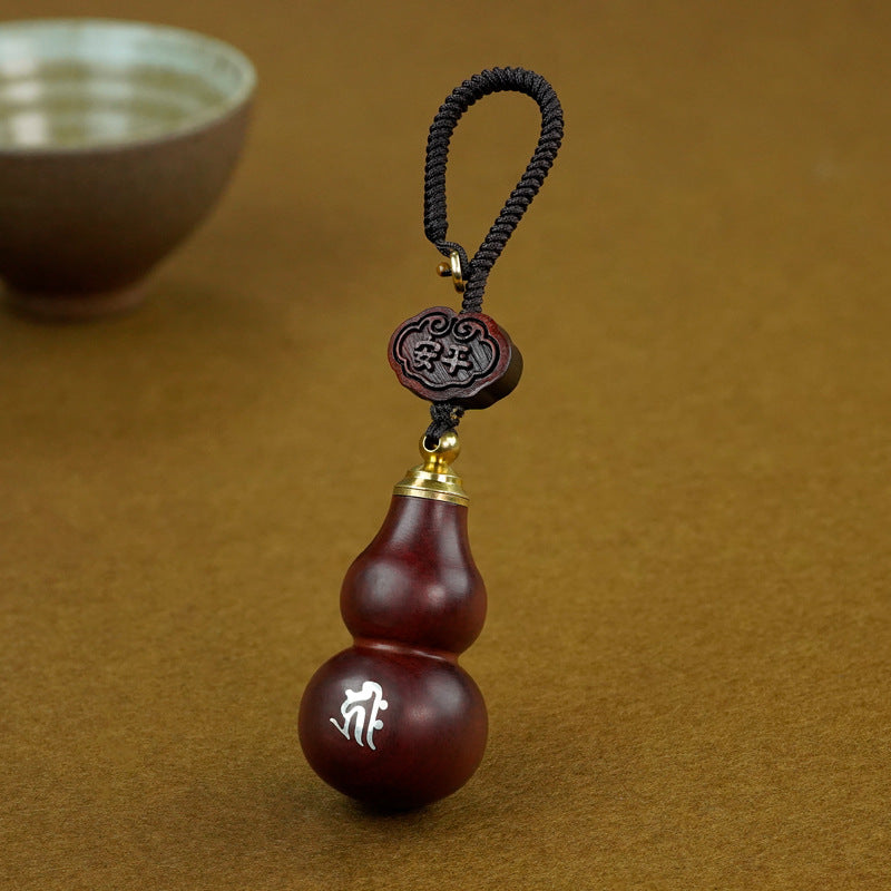 Red Sandalwood Gourd Keychain with 8 Guardians | Protection & Health Secondary image