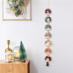 Chakra Tree of Life – hanging in room with Christmas tree and lantern, spiritual home decor