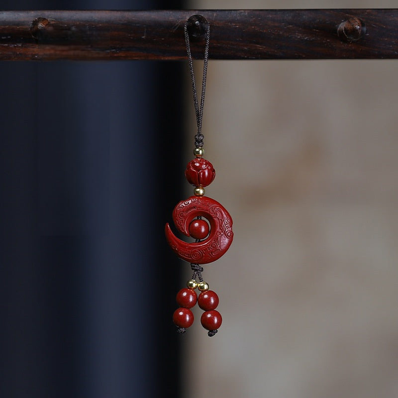 Vermilion Cinnabar Phone Charm, front view