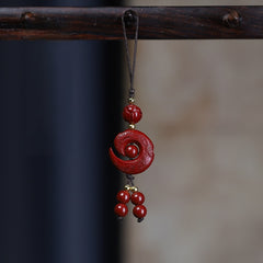 Vermilion Cinnabar Phone Charm, front view