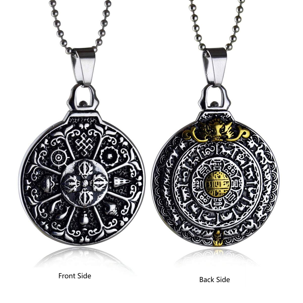 Pendentif en acier inoxydable Bague astrologique Bagua à neuf palais | Feng Shui Image secondaire du produit