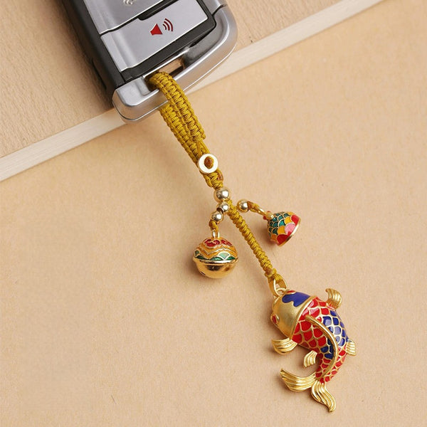 Golden Koi Fish Keychain – Keychain, angled view, lucky charm