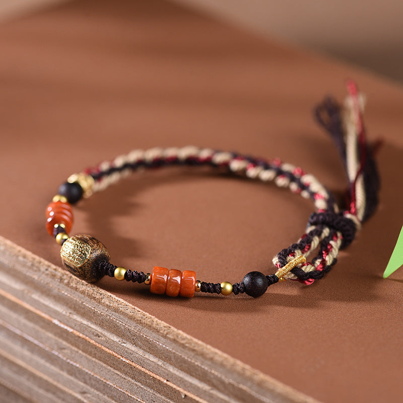 Tibetan-Inspired Woven Cotton Cord Bracelet | Grounding & Secondary image