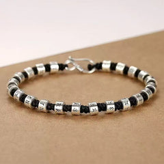 Six-Word Mantra Rope Bracelet for Men, Buddhist Zen Spiritual Cord Wristband