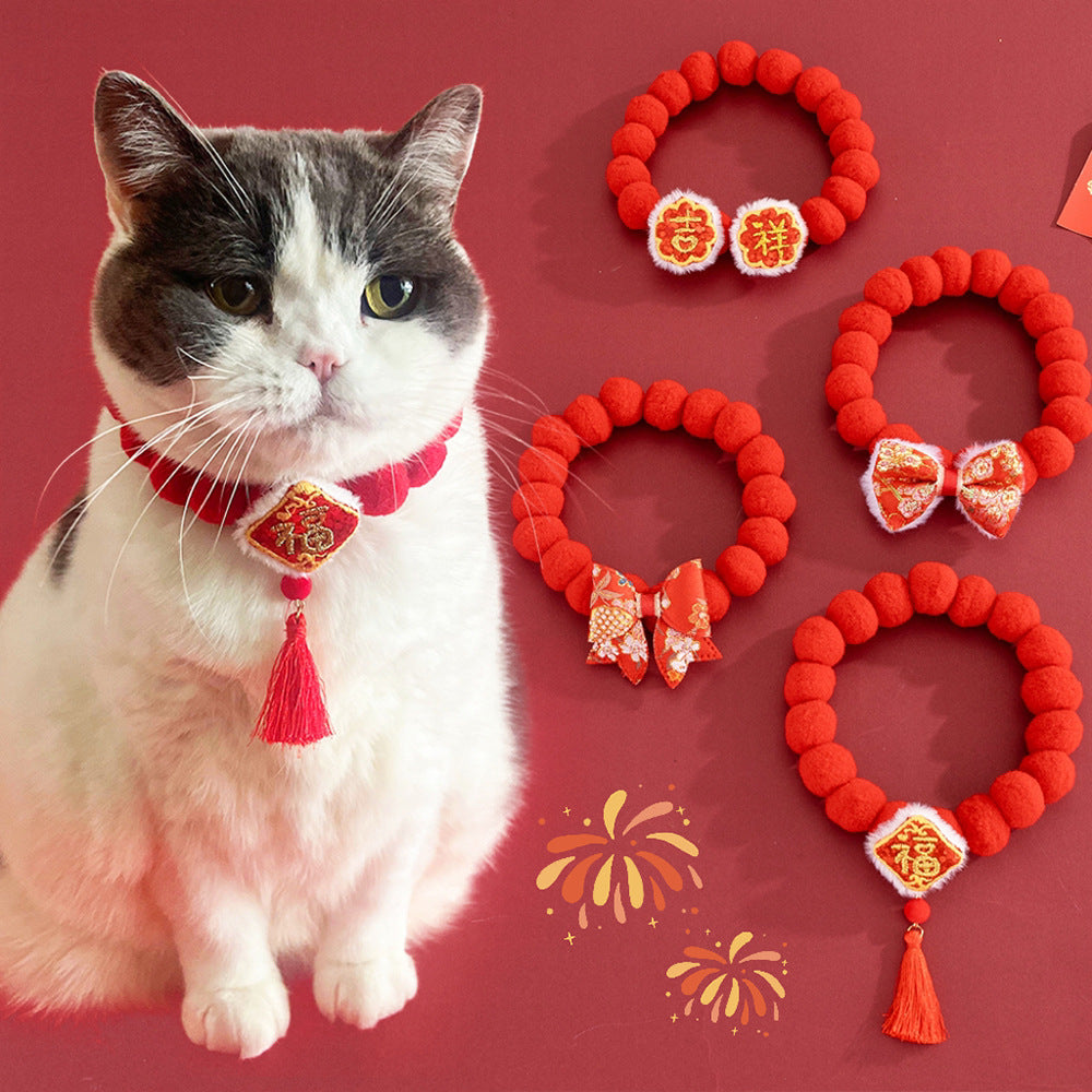 CNY Lucky Character Tassel Pet Collar – Peace / L 25-30CM, image 6