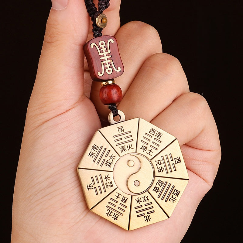 Taiji Bagua Brass Amulet Keychain, image 9, lucky charm