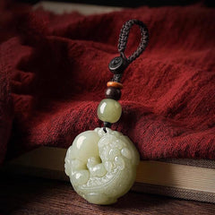 Jade Pi Xiu Keychain with Gemstone Ball, image 3, lucky charm
