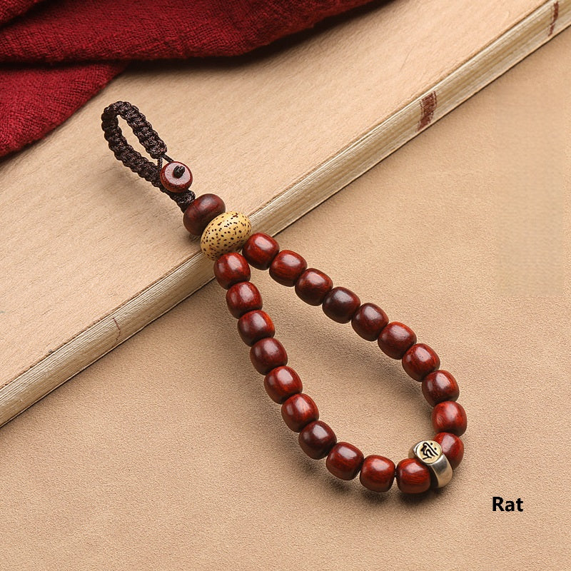 Natural Sandalwood Zodiac Buddha Keychain – Short Chain / Rat, image 9, lucky charm