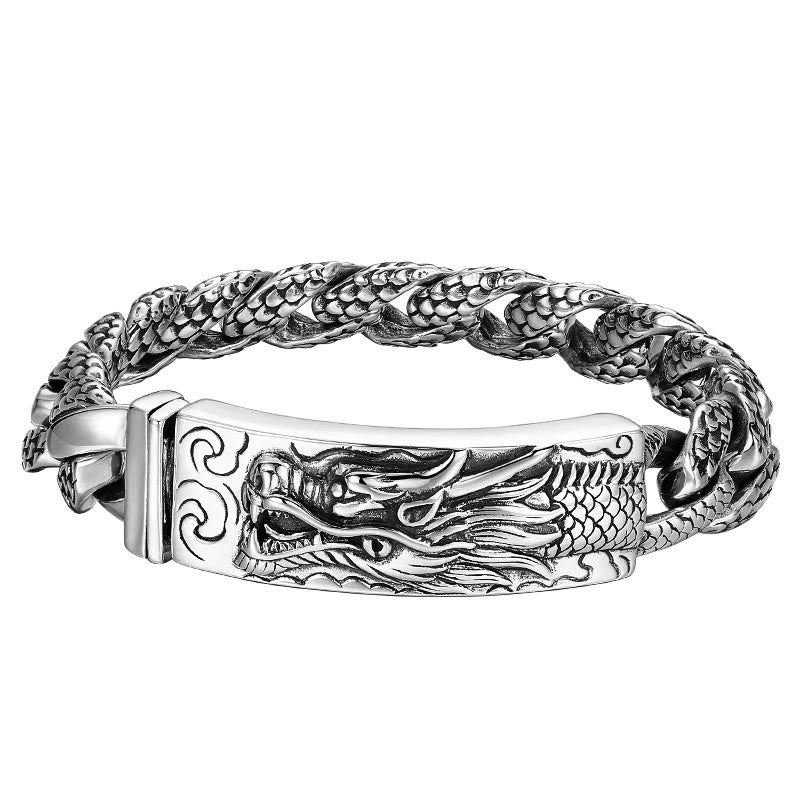 Dragon Scale Bracelet - chain texture and clasp detail, handcrafted, powerful