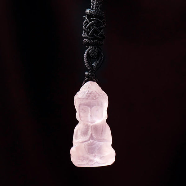 Crystal Buddha Necklace Amethyst Citrine Healing Pendant Spiritual Decoration – citrine leather cord, unisex earthy style