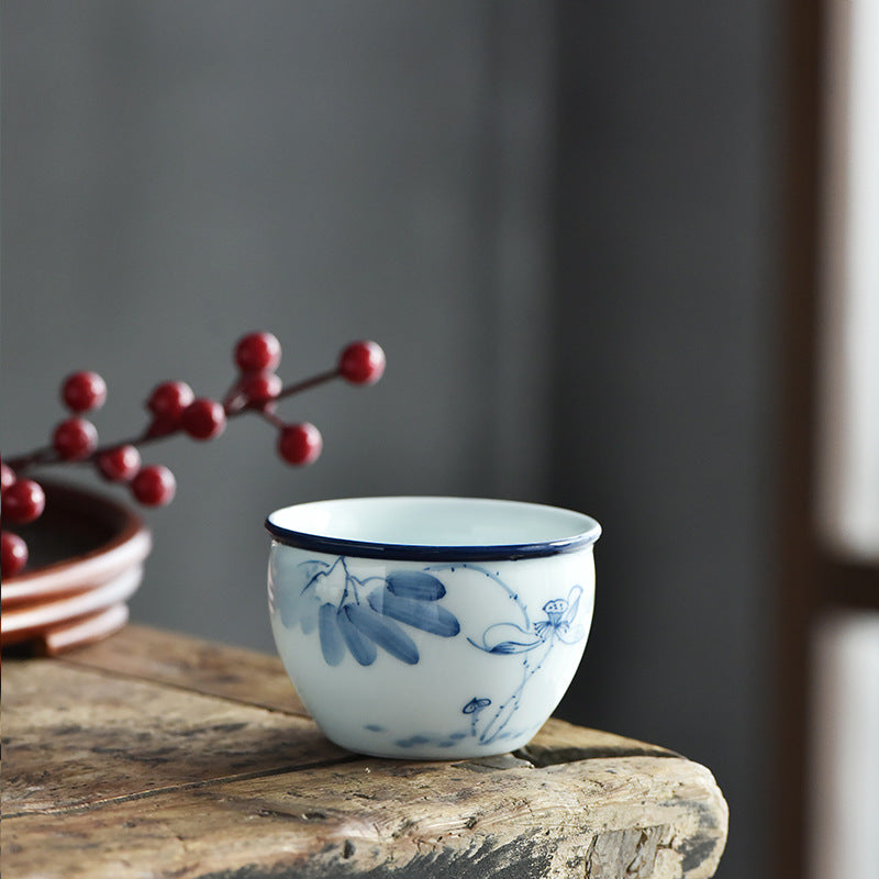 Koi Landscape Teacup – Back view of continuous landscape and koi pattern wrap